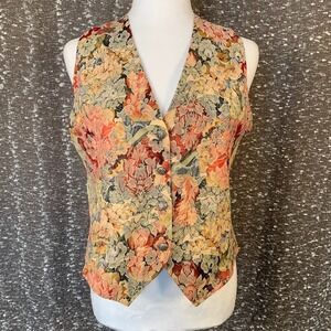 Vintage You Nique Floral Button Up Vest Boho Cottagecore Womens